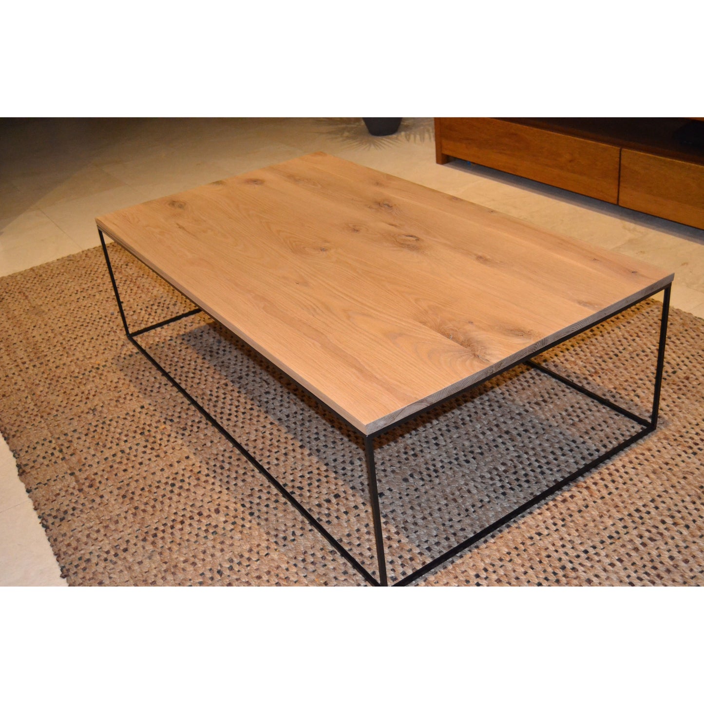 Modern Fusion: Oak and Steel Coffee Table