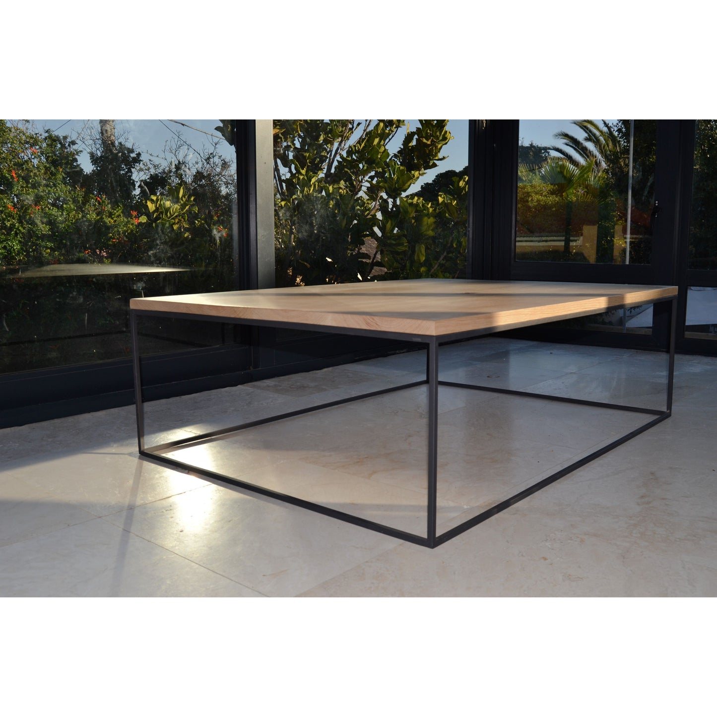 Modern Fusion: Oak and Steel Coffee Table